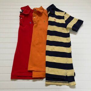 Ralph Lauren Red, Orange, and Striped Blue & Yellow Polo Shirts Boys 18/20